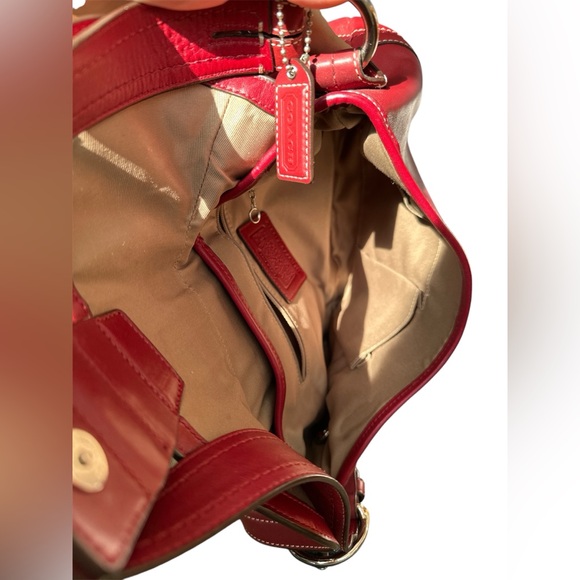 Vintage Y2K Coach Leather SOHO Hobo Red Purse H0778 - Picture 6 of 8
